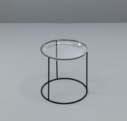 Tavolino con top in vetro temperato e base nera 40x40 cm