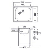 Lavello da cucina una vasca in acciaio inox satinato da incasso 40x50 cm