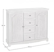 Credenza in MDF due ante quattro cassetti Bianca BLANC 100x40x h80 cm