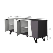 Mobile credenza 4 ante bianco grigio 160x45xh.77 cm EFFEZ