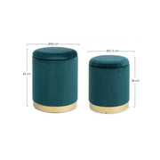 Set da 2 Pouf in velluto con contenitore Blu POLINA