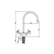 Rubinetto miscelatore paini per lavello cucina finitura cromo h.30,7x18,5 cm EFFEZ
