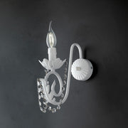 Applique in ferro Bianco Shabby strass damasco una luce 25x h28 cm