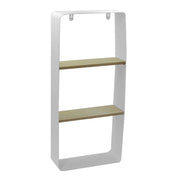Mensola metallo bianco e legno 2 piani cm25,5x10h57