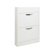 Scarpiera Slim Bianco Frassinato in  legno nobilitato 5 ribalte cm 180x65x15