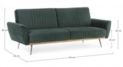 Divano letto tre posti in velluto Verde Scuro JOHNNY 210x83x h85 cm