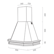 Cappa aspirante RUSTICA 5 LATI in acciaio inox bianco e cornice in legno colore tabacco cm 90