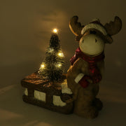 Renna resina con slitta grigio cm30x14h32