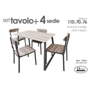 Set tavolo con 4 sedie cucina soggiorno  Tavolo cm 110x 70 x 76 h