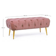Panca arredo pouf rosa con gambe cm 103 x46x40h