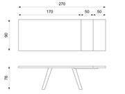 Tavolo allungabile 170/270x90 cm grigio scuro