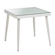 Tavolo polyarattan quadrato bianco crema con vetro 90x90x77h cm