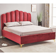 Letto Matrimoniale Contenitore Artu Rosso Testiera Smerlata 160x190 cm