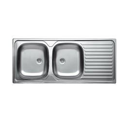 Lavello cucina due vasche acciaio da incasso gocciolatoio a dx 50x116 cm(N138DX35) EFFEZ
