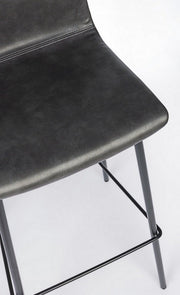 Sgabello bar vintage acciaio similpelle antracite Kyra cm 39 x 44 x 103,5
