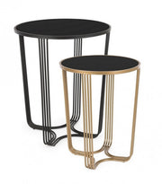 Set 2 Tavolino oro-nero in metallo stile design