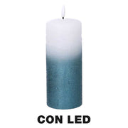 Candela paraffina led azzurro cm ø8h18