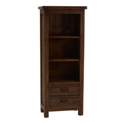 Mobile libreria noce country con 3 vani a vista e 2 cassetti 60x36xh. 150 cm