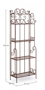 Scaffale pieghevole quattro ripiani in acciaio Marrone MELANIE 57x28x h164 cm