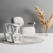 Tavolino Laterale da Salotto Lazena Bianco 3 Ripiani, 57x60x22 cm