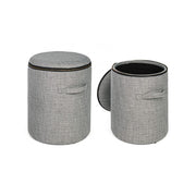 Set 2 Pouf in tessuto con contenitore Grigio RADMILA