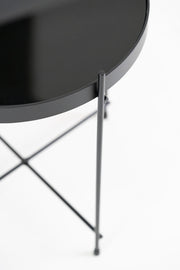 Tavolino in Vetro Temperato e Metallo Nero 70 x 70 x 40h