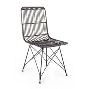 Sedia in stile contemporaneo in acciaio e kubu Nero LUCILA 45x55x h85 cm