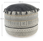 Pouf in cotone stile etnico TILAK Alaskan diametro 50x h35 cm