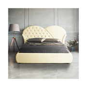 Letto matrimoniale c-contenitore in ecopelle crema 215x220xh.122 cm EFFEZ