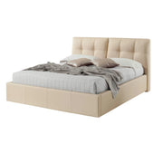 Letto matrimoniale  in ecopelle crema c/contenitore 182x216xh.104 cm