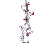 Ramo decorativo con bacche rosse Innevato h130 cm