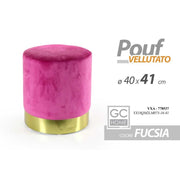 Pouf design fucsia velluto con fascia oro cm 40 x 41 h