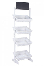 Espositore rustico Darik 4 cesti in vimini bianco