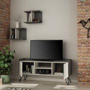 Porta TV Klappe antracite con ante bianche vintage e due mensole 56,50x125,50x33 cm