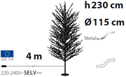 Albero Ramo TIGLIO Bianco H230cm 1560 MicroLED FlashLED 4m+ø115xH230cm Luci di Natale