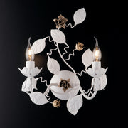 Applique in ferro Bianco Shabby due luci finitura Avorio Tortora 36x h38 cm