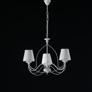 Lampadario in ferro Bianco shabby tre luci paralumi bianchi 53x h43 cm