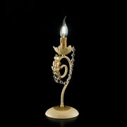 Lumetto in ferro Avorio Decape e Oro strass damasco una luce 16x h39 cm