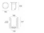 Lampada da incasso pavimento in alluminio pressofuso, vetro infrangibile, IP65, 40W nero