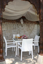 Poltrona giardino  adila polyrattan bianco ghiaccio quadro cm60