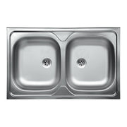 Lavello da cucina due vasche in acciaio inox da appoggio 50x80 cm EFFEZ