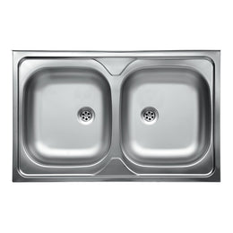 Lavello da cucina due vasche in acciaio inox da appoggio 50x80 cm EFFEZ