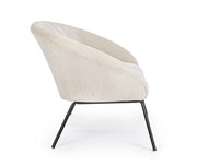 Divano acciaio velluto bianco Aiko Velvet cm 142 x 80 x 75