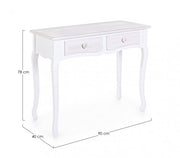 Consolle shabby in MDF due cassetti Bianca CHARELENE L 90x40x h78 cm