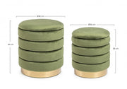 Set2 Pouf Contenitore Darina Olive in velluto