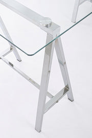 Scrivania moderna Alchimia Cromo con piano in vetro 140x70x76h cm