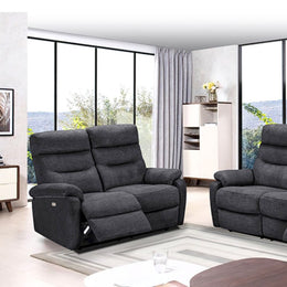 Divano 2 posti con 2 recliner elettrici grigio scuro L 145 x P 92 x H 109 cm
