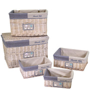 Baule in vimini mare con 3 cassetti crema
