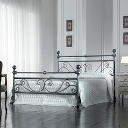 Letto in ferro matrimoniale con pediera Nero Argento NONNA 173x215x h128 cm