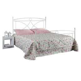 Letto in ferro una piazza e mezza con pediera Bianco ALICE 126x208x h128 cm